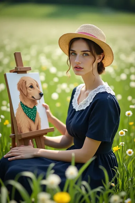 A photo，Generate a unique Flower Field Girl based on the provided photo