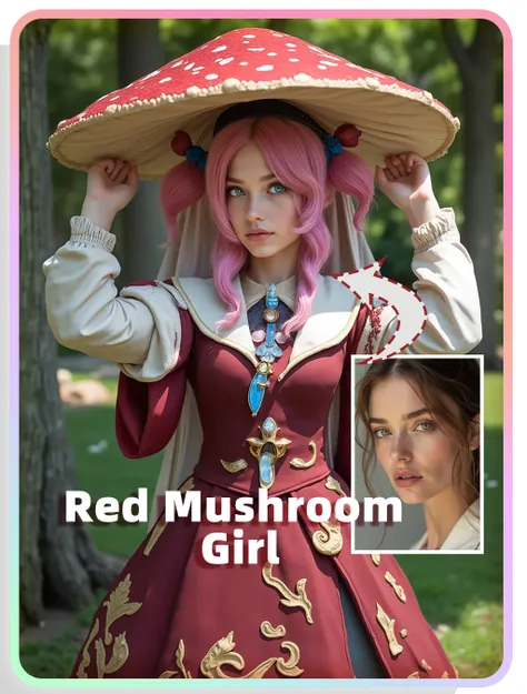 빨간 버섯 모자로 변신하기