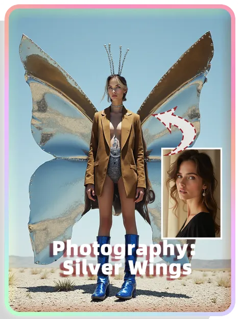 Fotografía de IA：Fotografías de alas plateadas