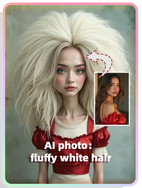 Fotos de IA:Fotografia de cabelo branco e fofo