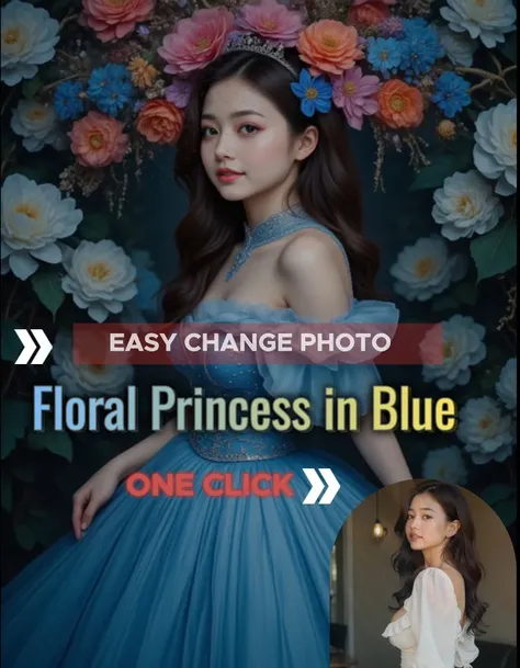 Blumige Prinzessin in Blau
