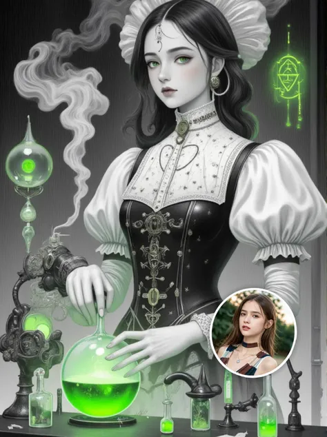 Surrealist Style - Frankenstein in the Cyberpunk Garden