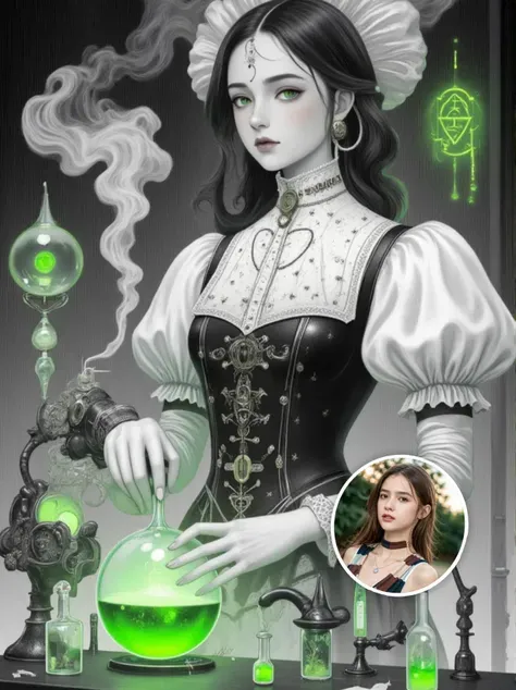 Surrealist Style - Frankenstein in the Cyberpunk Garden