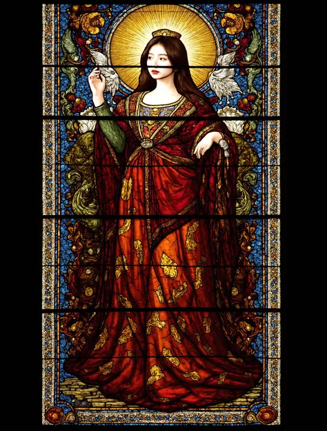 Dea sulla finestra di vetro