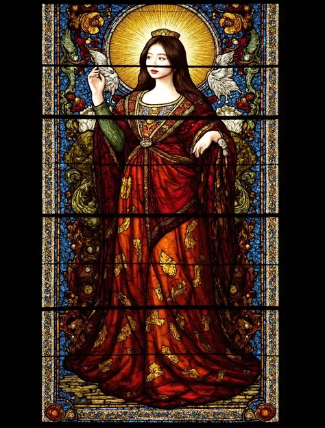 Богиня на стеклянном окне