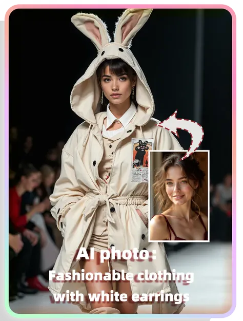 AI Photography: Fashion Clothing Model with White Ear Accessories