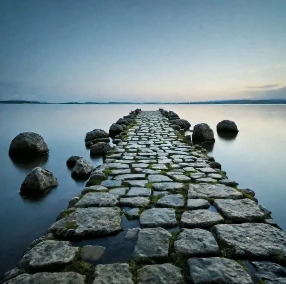 Waterfront cobblestone road