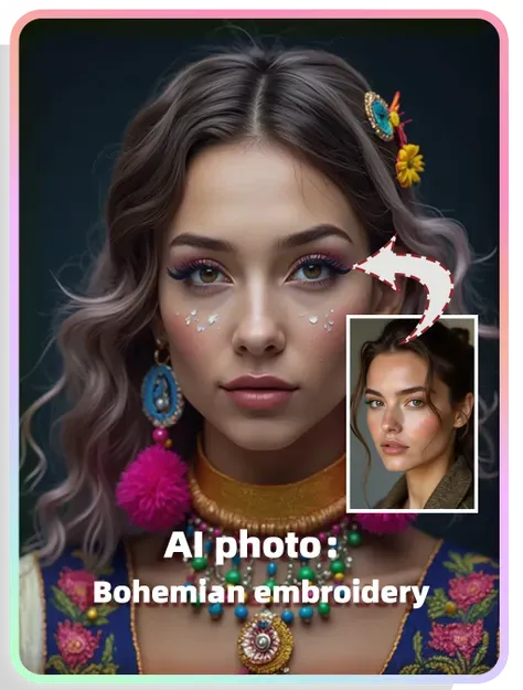 KI-Fotografie:Porträt-Stil der bunten böhmischen Tracht