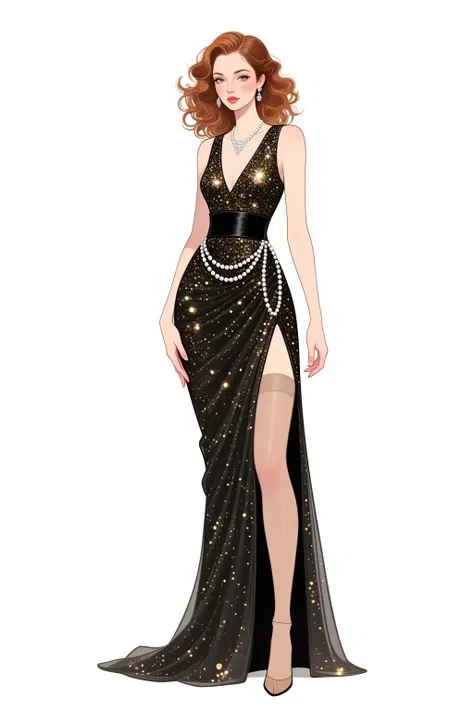 高档礼服卡通美女