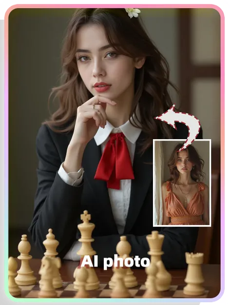 AI主題写真:キャンパスの棋士の女の子