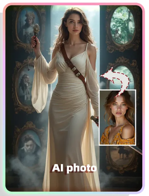 AI主题写真：时空门女性旅行者主题