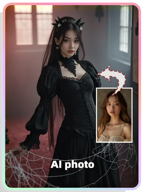 AI Temalı Fotoğraflar：Eski kale temalı örümcek ağlı fotoğrafçılık