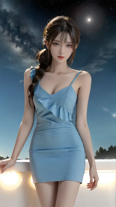 藍色波浪肩短洋裝 2025_7_4