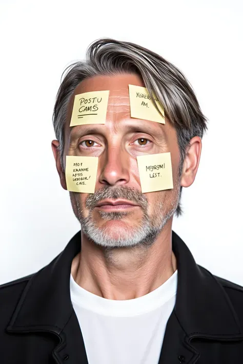 Haftnotizen auf dem Gesicht