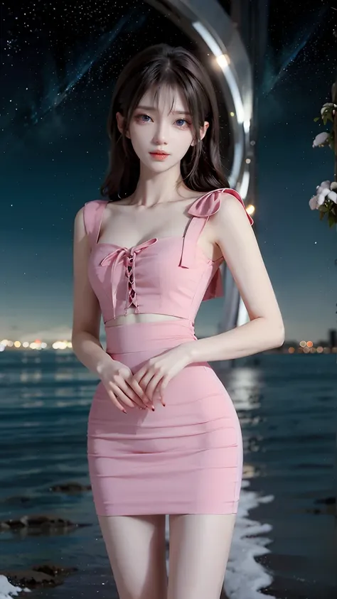 粉緞蝴蝶肩帶露腹洋裝 2025_7_6