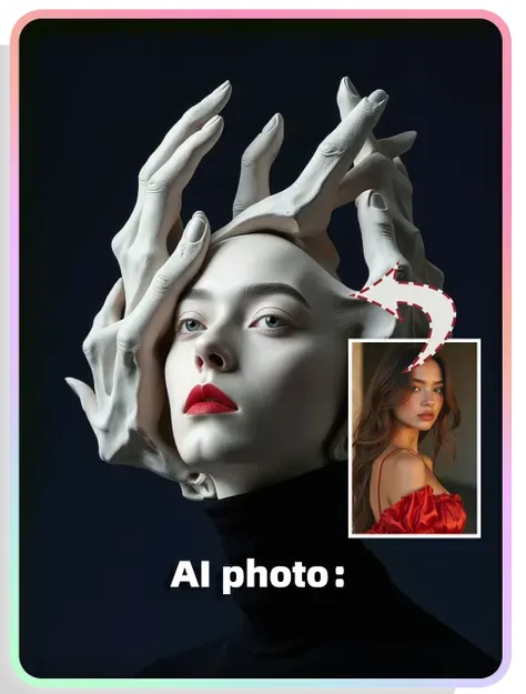 Retrato del tema de IA：Retrato de una niña con dedos artísticos