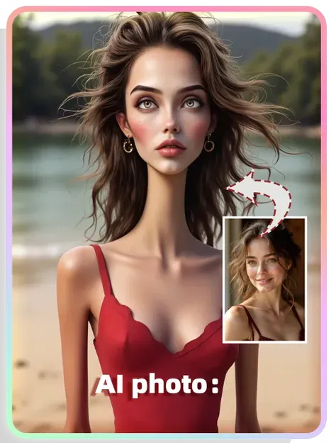 AI主题写真：细长竹竿女孩风格