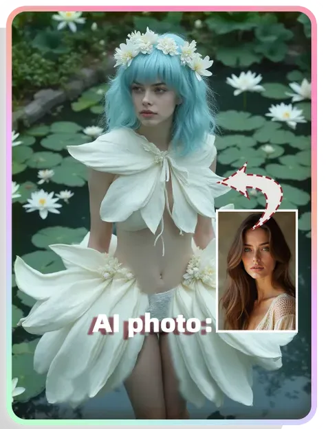 Retrato do tema de IA：Mulher de vestido de flores