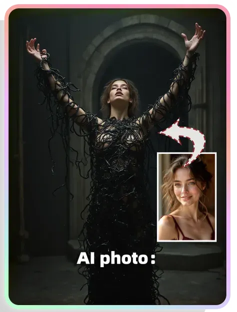 AI主题写真：被黑色物质覆盖的女孩