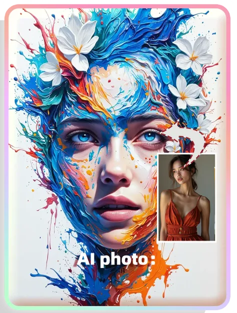 AI 주제 예술 아바타：폭발적인 채색 먹 환상적인 그림