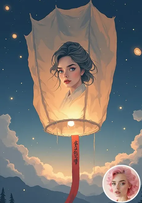 在黄昏中漂泊的肖像