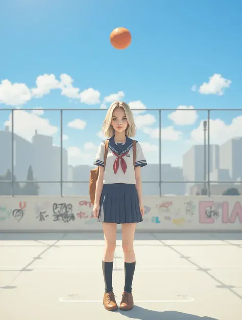 Nữ sinh chơi bóng rổ