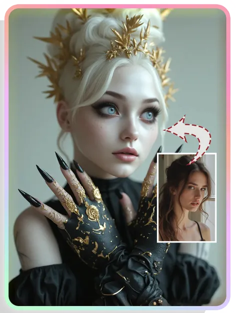 AI 风格:童话镇金冠女后创意写真