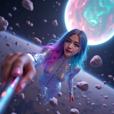 太空上打卡的女孩