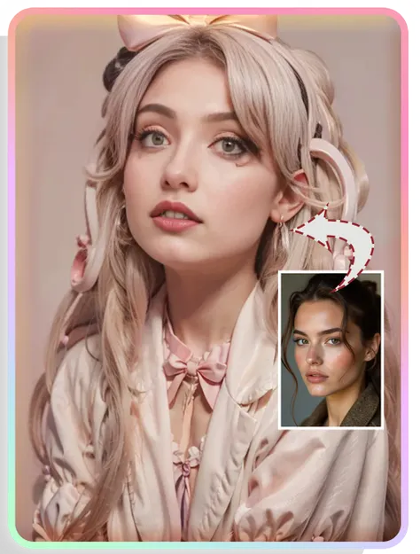 AI tarzı:Pembe saten fiyonklu genç kız fotoğrafları