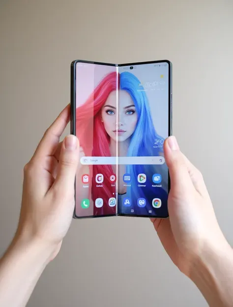 هاتف قابل للطي مع فتاة حمراء وزرقاء!