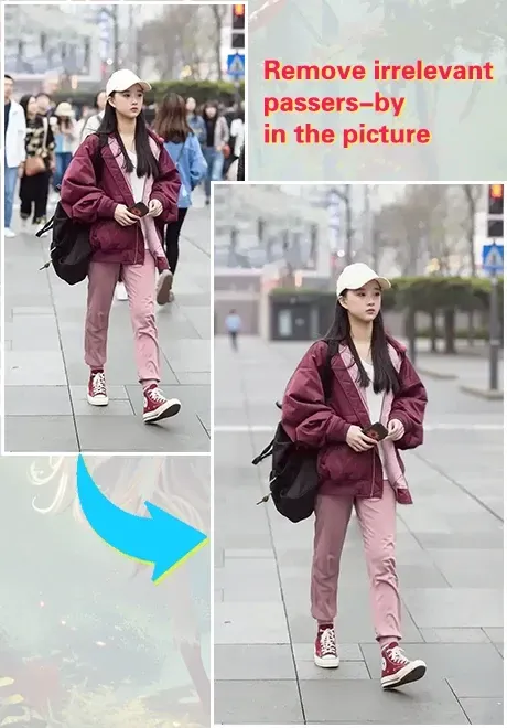 写真から関係のない通行人を取り除く