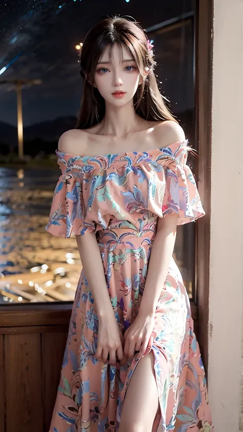 休閒印花露肩夏日洋裝 2025_7_21