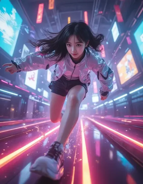 Неоновые гоночные девушки Спорт