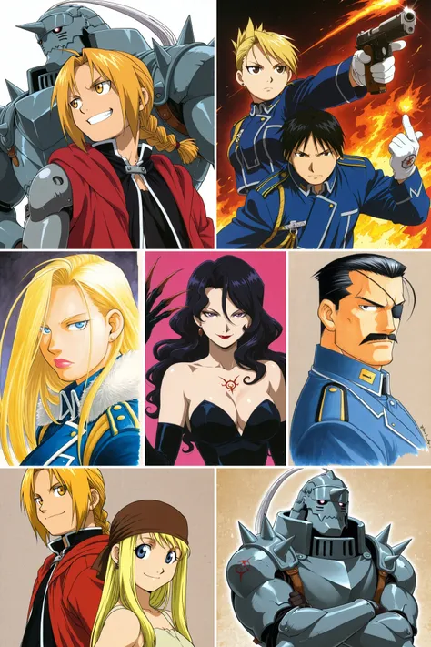 8 in 1，Fullmetal Alchemist/钢之炼金术师，Hiromu Arakawa/荒川弘- Artist Style illustrious XL_v1.0