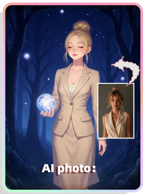 AI 風格：暗夜星空女孩插画AI主題