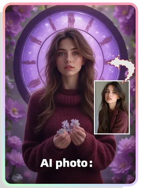 AI 스타일：보라색 시간 공간 여성 AI 주제