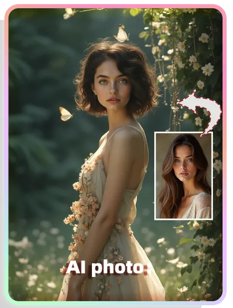 AI风格:森间花语女孩创意写真