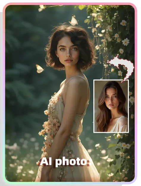 AI风格：森间花语女孩创意写真