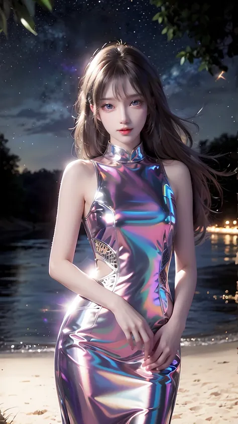 粉紫幻彩金屬光澤洋裝 2025_7_27