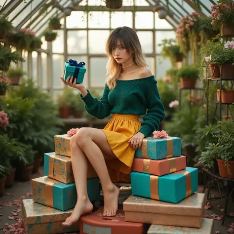 展示礼物的女孩