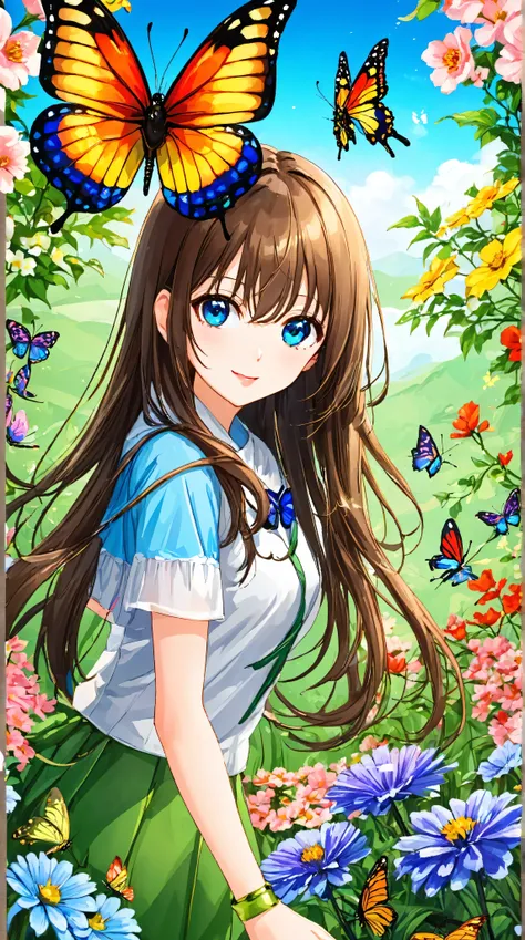 A girl surrounded by flowers