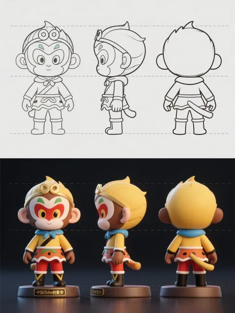 Journey to the West: Sun Wukong (three views + line drawing) 1.0