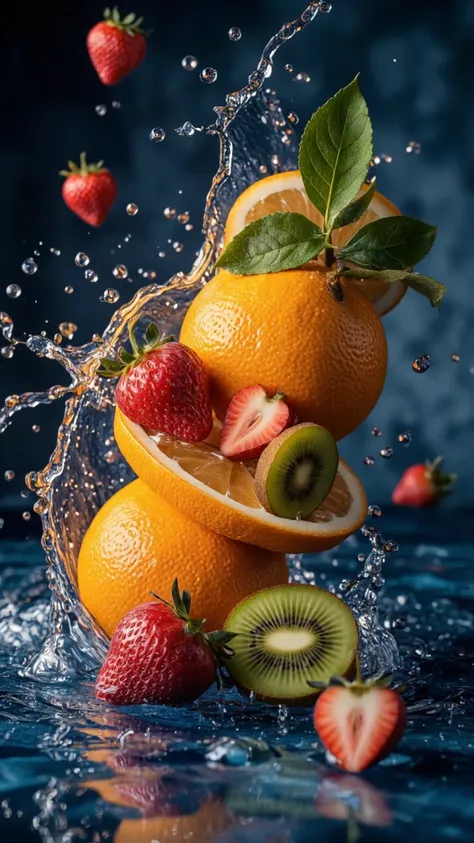 Hyperrealistic fresh fruit e-commerce poster_photography v1