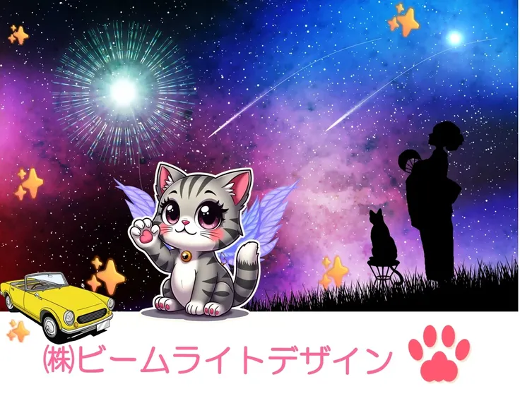 Mèo, chó, v.v.、Đặt hình ảnh yêu thích lên xe trong hoạt hình、Nhảy nhót、Xem pháo hoa、Có thể di chuyển tự do。