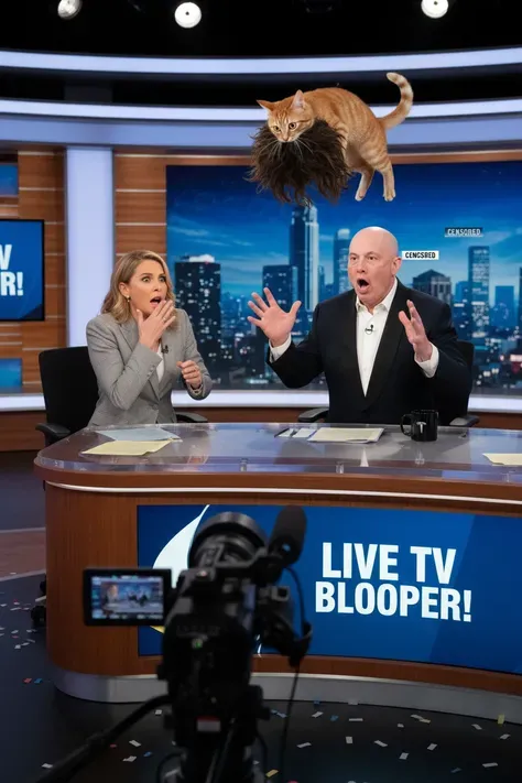 Broadcast accident：The wig was stolen by the cat