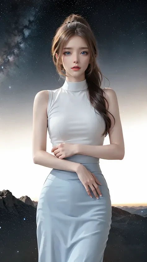 簡白優雅淡藍無袖洋裝 2025_9_5
