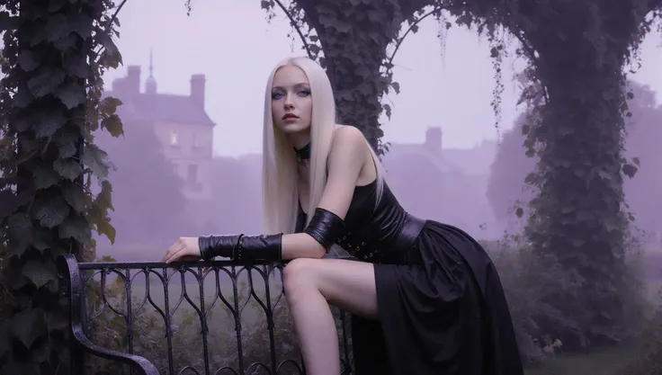 a blonde woman in the garden