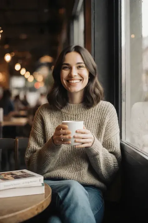 em um café aconchegante