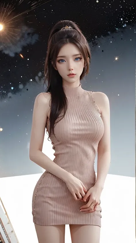 棕色高領曲線側排扣洋裝 2025_9_11