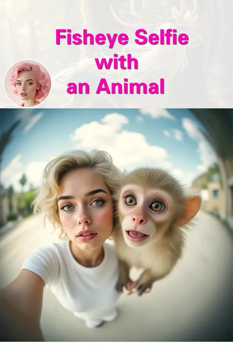 Selfie com Olho de Peixe com um Animal